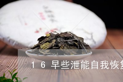 16早些泄能自我恢复吗/2023050675937