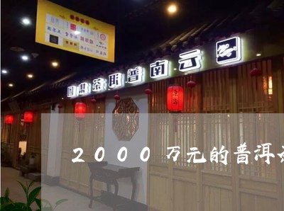 2000万元的普洱茶/2023092925181