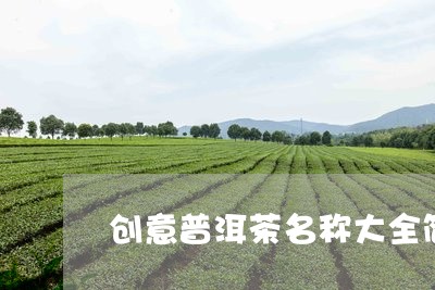 创意普洱茶名称大全简单/2023121517280