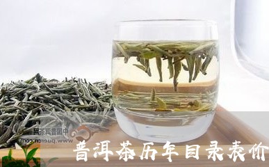 普洱茶历年目录表价格图/2023050620816