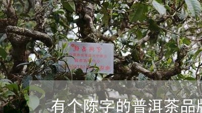 有个陈字的普洱茶品牌叫什么/2023052936350