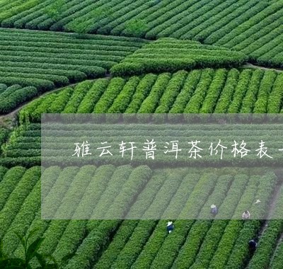 雅云轩普洱茶价格表一览/2023083185047