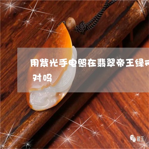 用紫光手电照在翡翠帝王绿戒面上有兰白色对吗/2023080413396